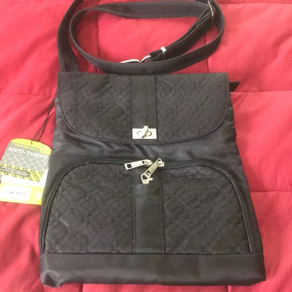 Travelon black signature messenger bag